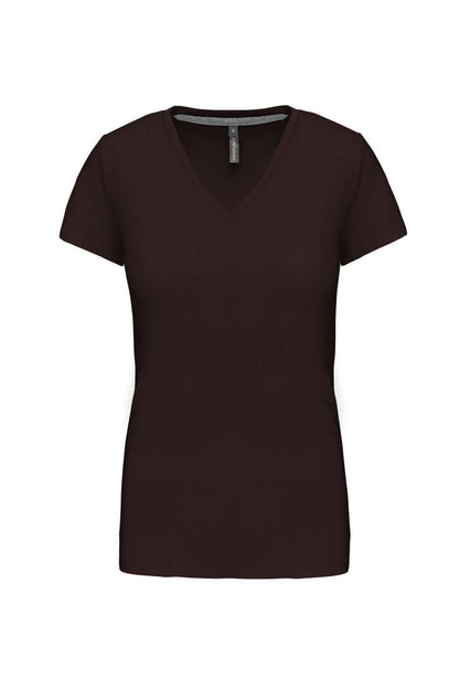 LADIES' SHORT-SLEEVED V-NECK T-SHIRT - Chocolate - Main