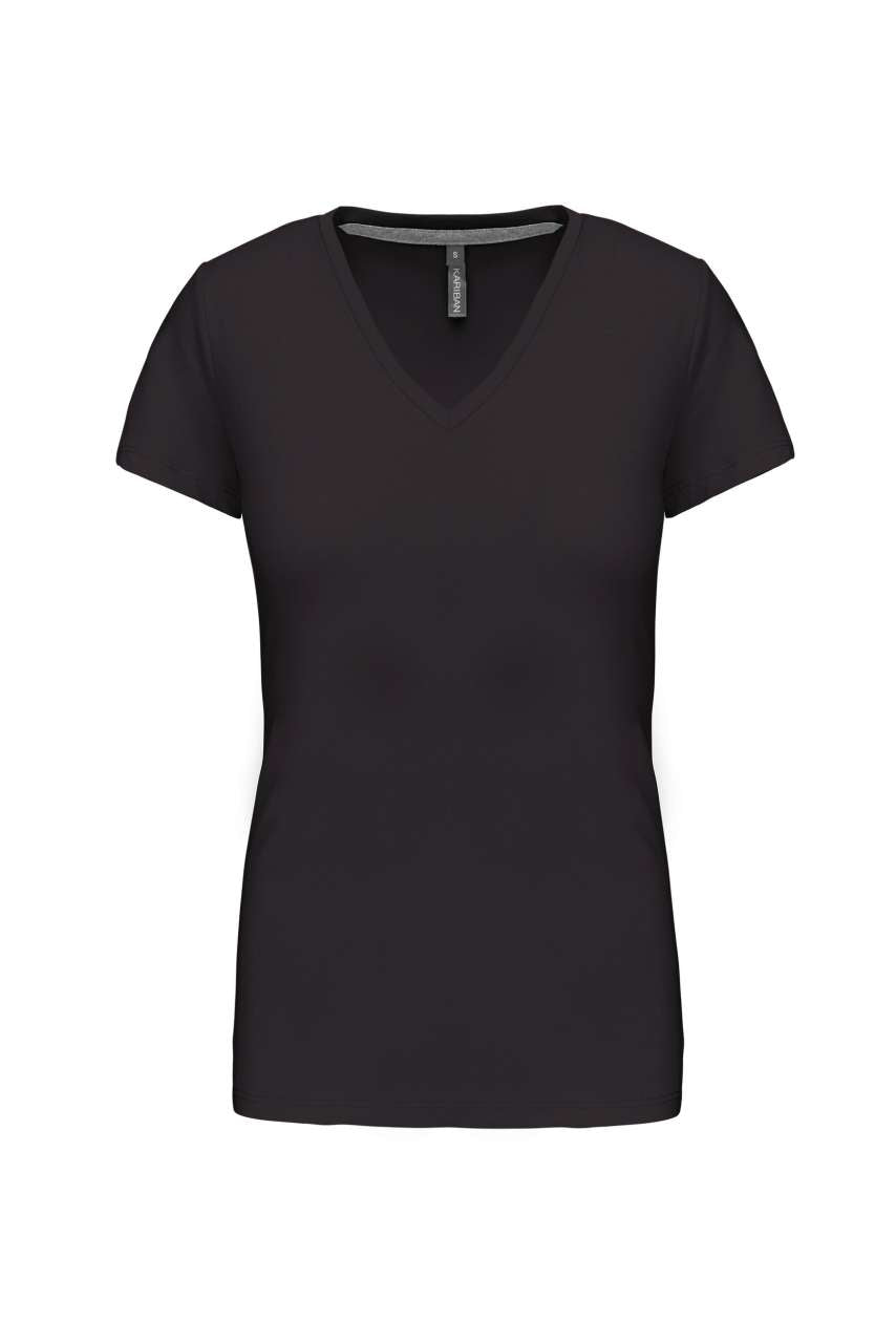 LADIES' SHORT-SLEEVED V-NECK T-SHIRT - Dark Grey - Main