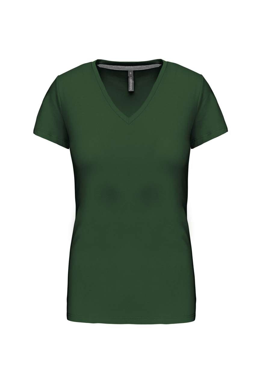 LADIES' SHORT-SLEEVED V-NECK T-SHIRT - Forest Green - Main