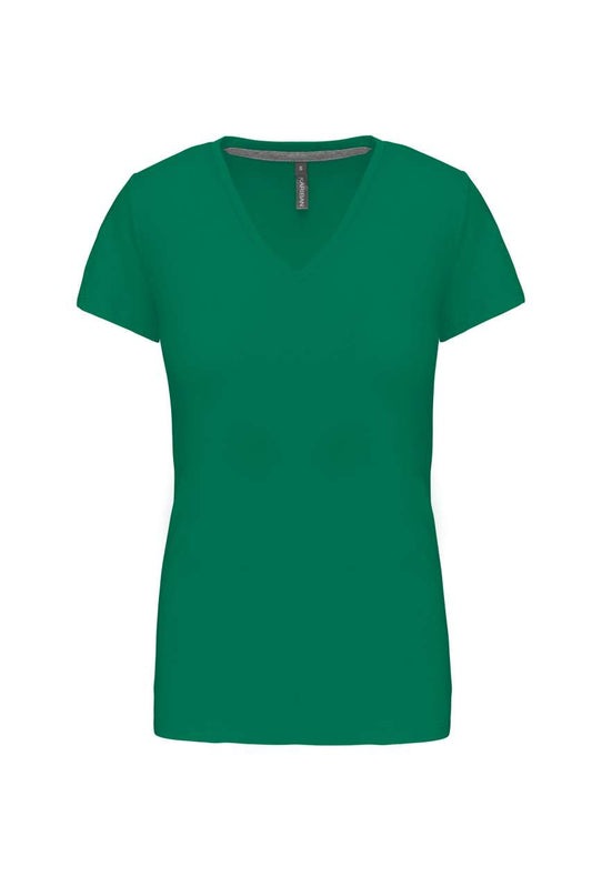 LADIES' SHORT-SLEEVED V-NECK T-SHIRT - Kelly Green - Main