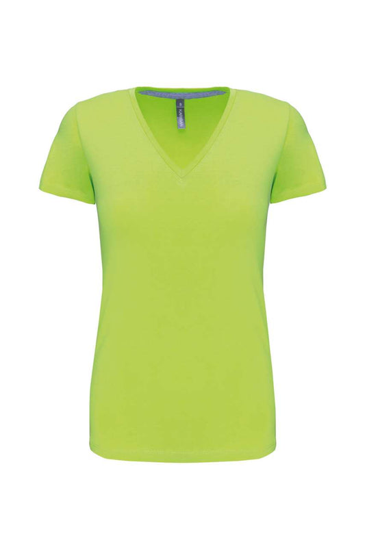 LADIES' SHORT-SLEEVED V-NECK T-SHIRT - Lime - Main