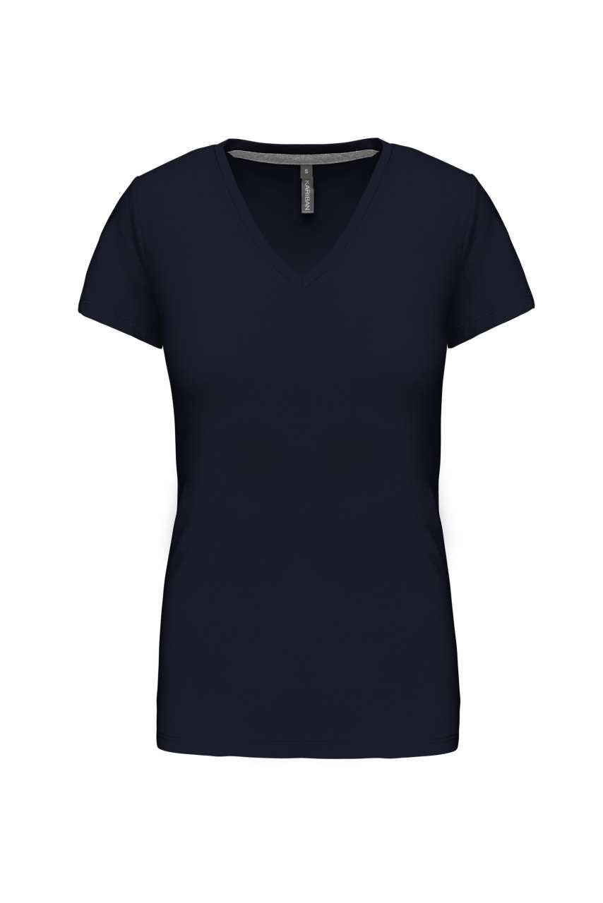 LADIES' SHORT-SLEEVED V-NECK T-SHIRT - Navy - Main