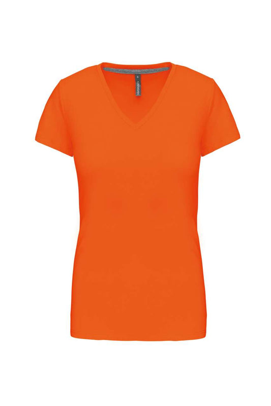 LADIES' SHORT-SLEEVED V-NECK T-SHIRT - Orange - Main