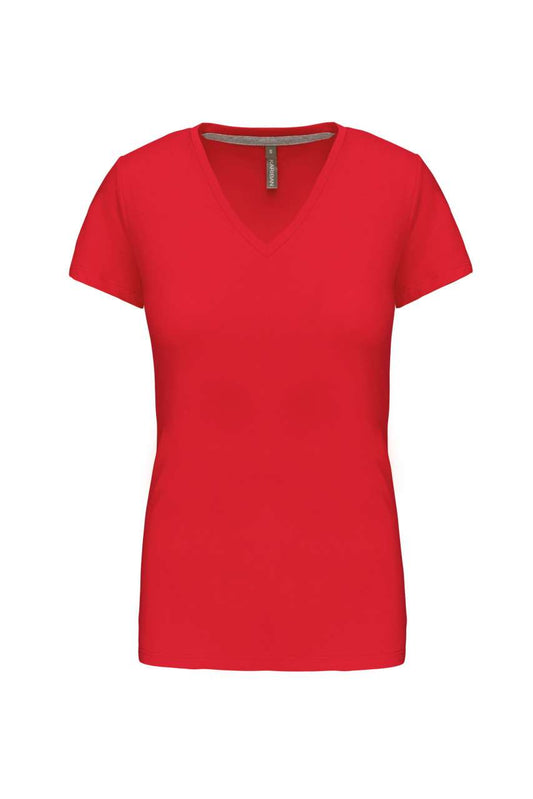LADIES' SHORT-SLEEVED V-NECK T-SHIRT - Red - Main