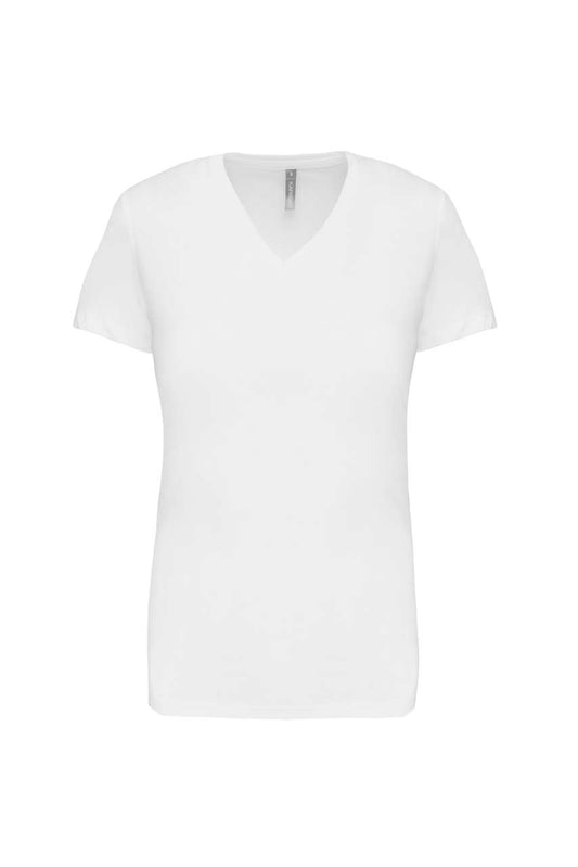 LADIES' SHORT-SLEEVED V-NECK T-SHIRT - White - Main