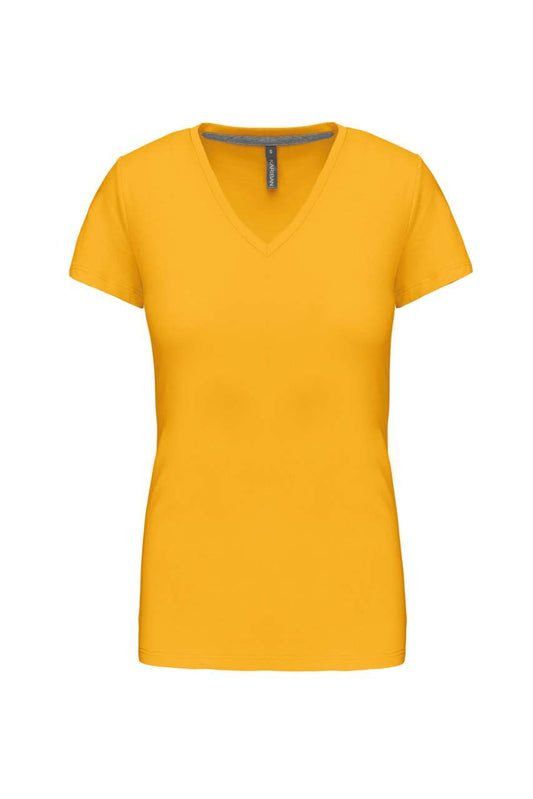 LADIES' SHORT-SLEEVED V-NECK T-SHIRT - Yellow - Main