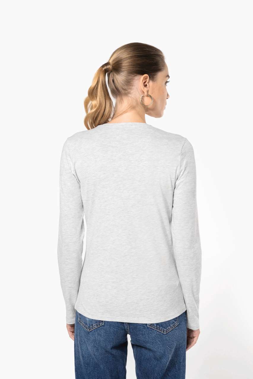 LADIES' LONG-SLEEVED V-NECK T-SHIRT - Black - Additional