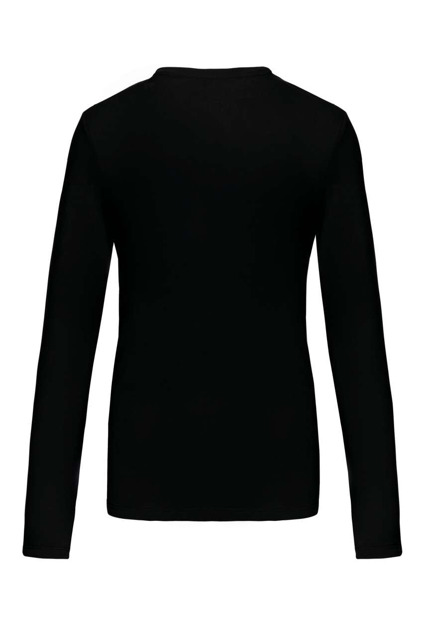 LADIES' LONG-SLEEVED V-NECK T-SHIRT - Black - Additional