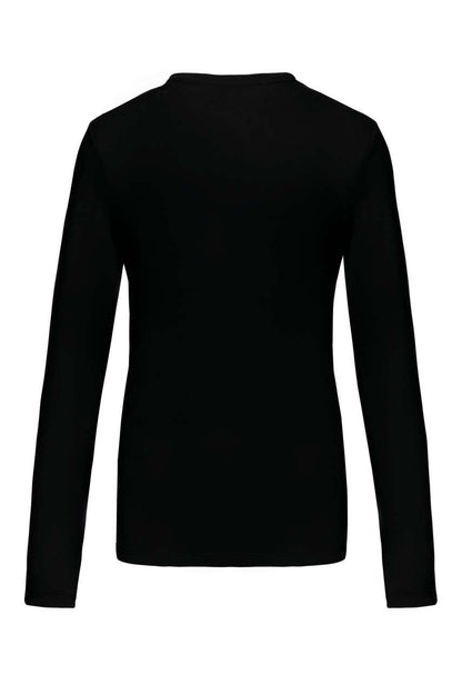 LADIES' LONG-SLEEVED V-NECK T-SHIRT - Black - Additional