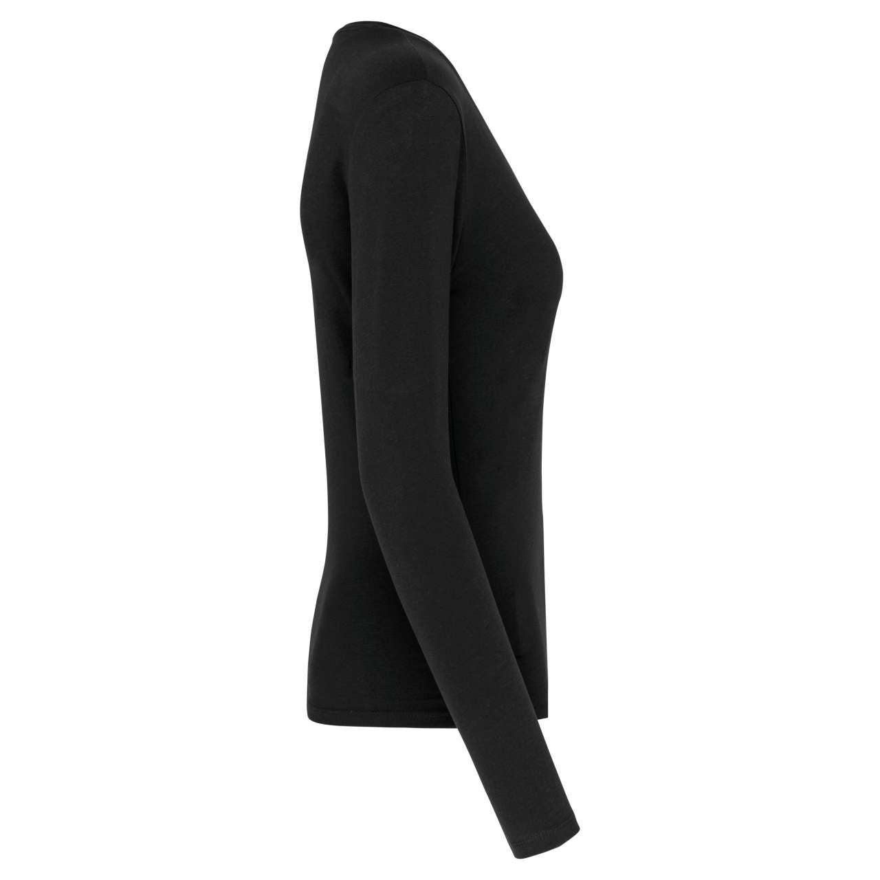 LADIES' LONG-SLEEVED V-NECK T-SHIRT - Black - Additional