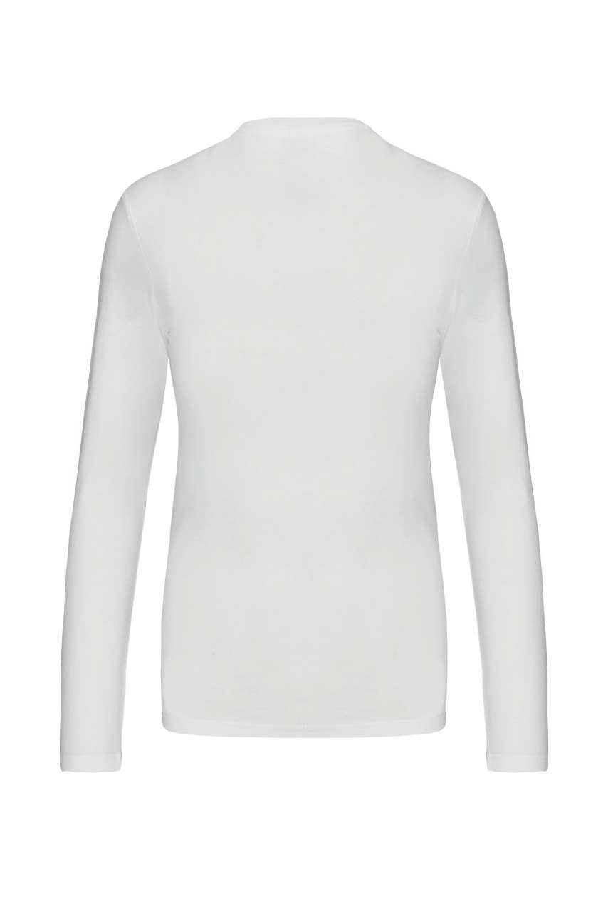 LADIES' LONG-SLEEVED V-NECK T-SHIRT - White - Additional