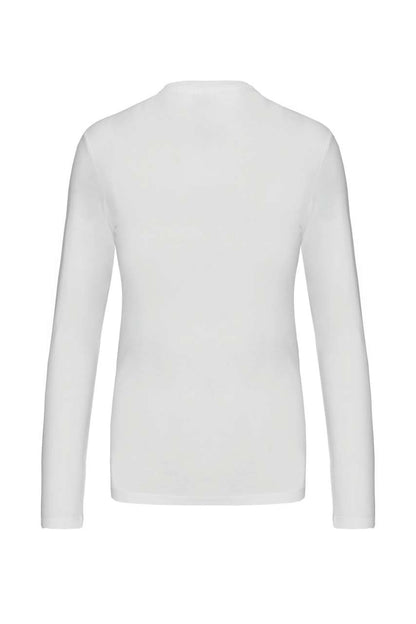 LADIES' LONG-SLEEVED V-NECK T-SHIRT - White - Additional