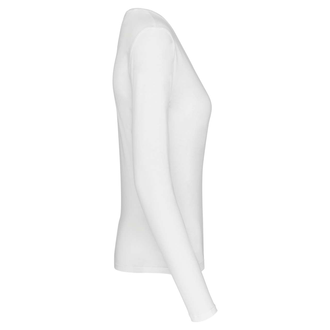 LADIES' LONG-SLEEVED V-NECK T-SHIRT - White - Additional
