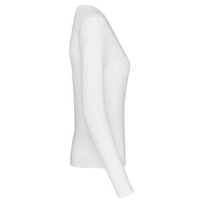 LADIES' LONG-SLEEVED V-NECK T-SHIRT - White - Additional