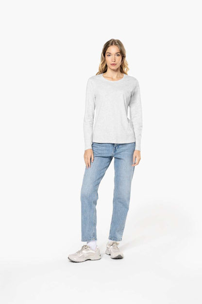 LADIES' LONG-SLEEVED CREW NECK T-SHIRT - Ash Heather - Additional