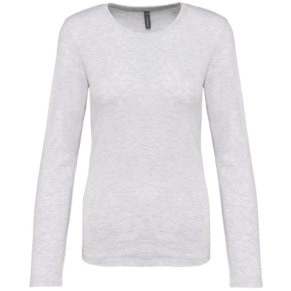 LADIES' LONG-SLEEVED CREW NECK T-SHIRT - Ash Heather - Main