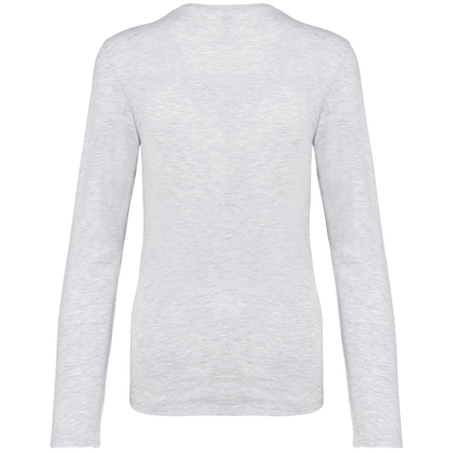 LADIES' LONG-SLEEVED CREW NECK T-SHIRT - Ash Heather - Additional