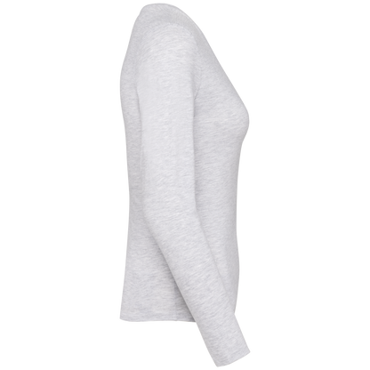 LADIES' LONG-SLEEVED CREW NECK T-SHIRT - Ash Heather - Additional
