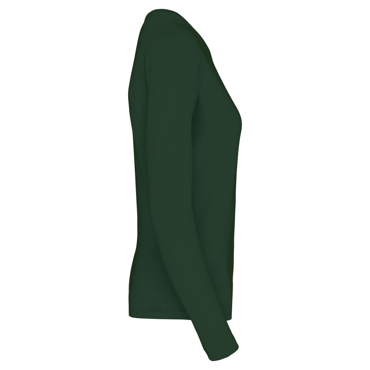 LADIES' LONG-SLEEVED CREW NECK T-SHIRT - Forest Green - Additional