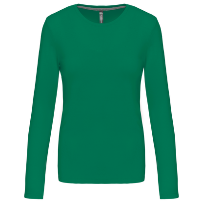 LADIES' LONG-SLEEVED CREW NECK T-SHIRT - Kelly Green - Main