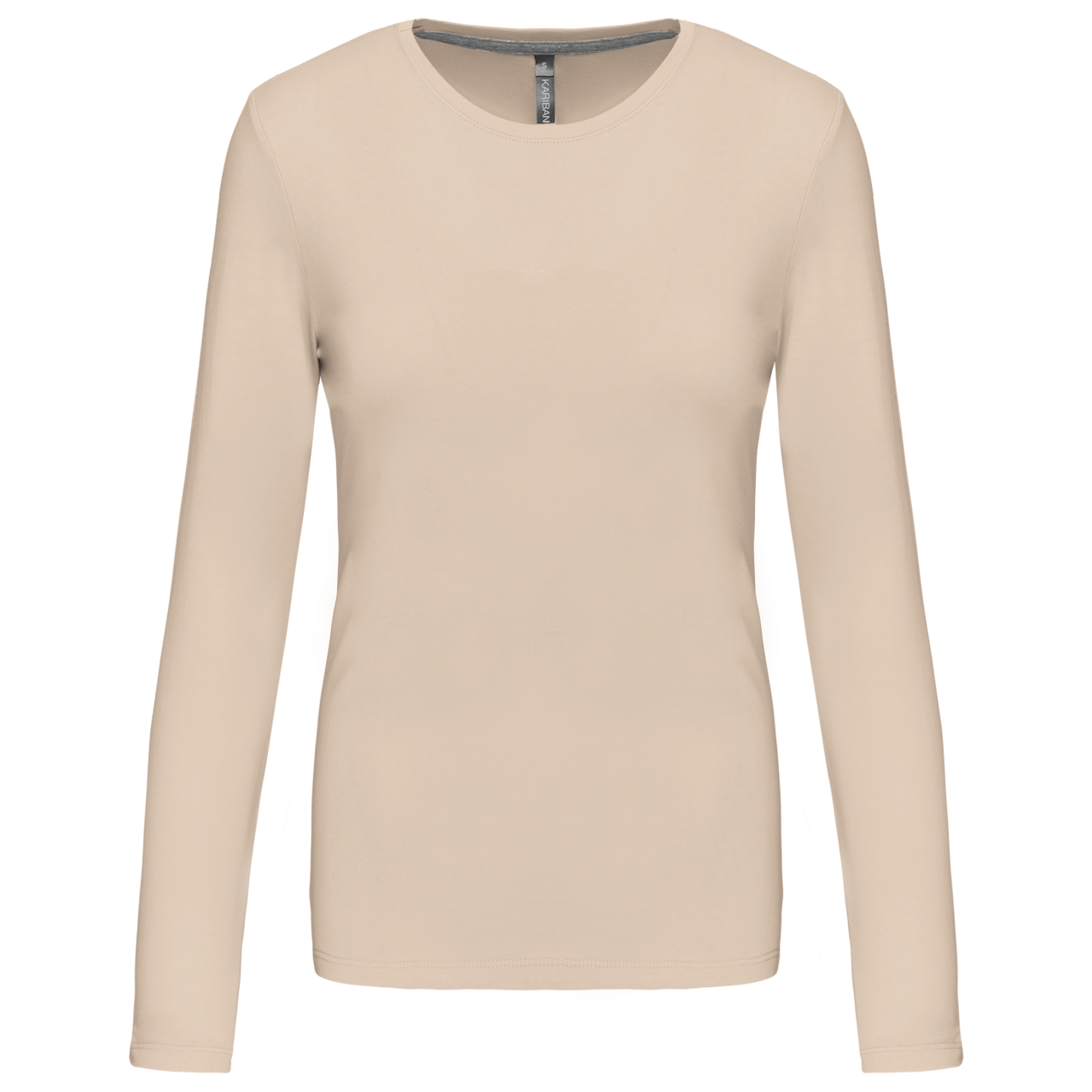 LADIES' LONG-SLEEVED CREW NECK T-SHIRT - Light Sand - Main