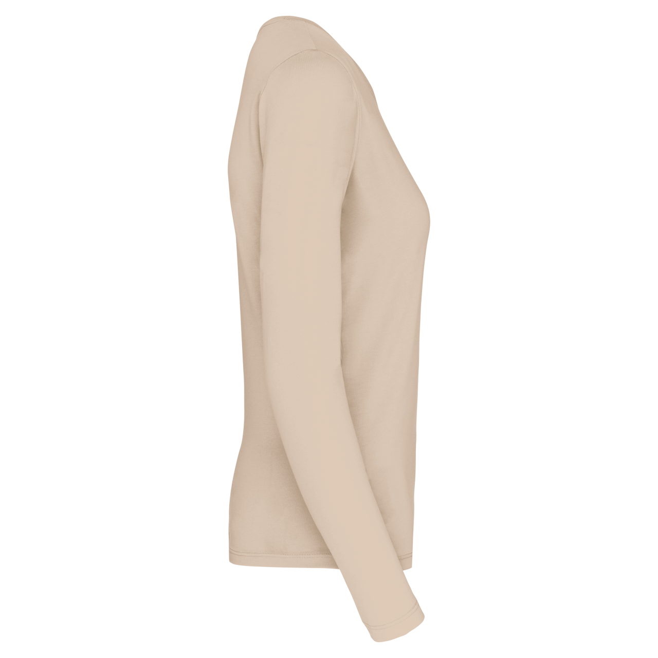 LADIES' LONG-SLEEVED CREW NECK T-SHIRT - Light Sand - Additional