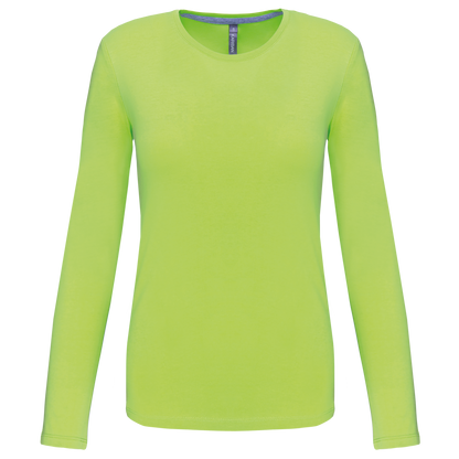 LADIES' LONG-SLEEVED CREW NECK T-SHIRT - Lime - Main