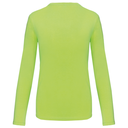 LADIES' LONG-SLEEVED CREW NECK T-SHIRT - Lime - Additional