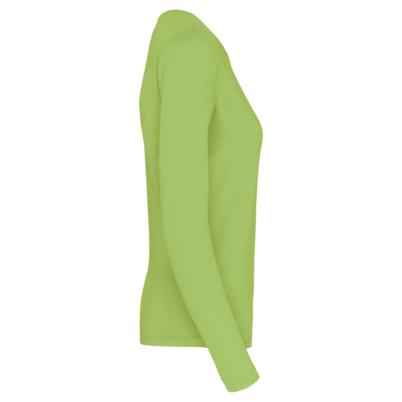 LADIES' LONG-SLEEVED CREW NECK T-SHIRT - Lime - Additional
