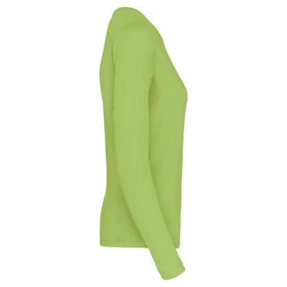 LADIES' LONG-SLEEVED CREW NECK T-SHIRT - Lime - Additional