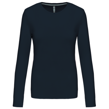LADIES' LONG-SLEEVED CREW NECK T-SHIRT - Navy - Main