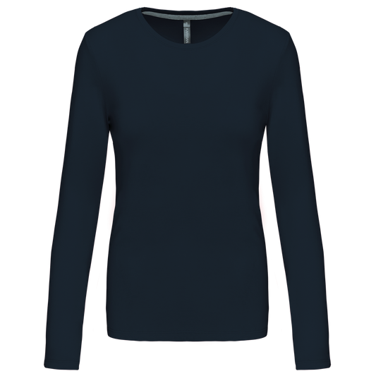 LADIES' LONG-SLEEVED CREW NECK T-SHIRT - Navy - Main