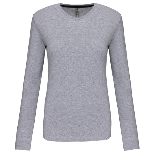 LADIES' LONG-SLEEVED CREW NECK T-SHIRT - Oxford Grey - Main