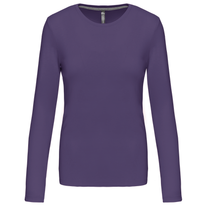 LADIES' LONG-SLEEVED CREW NECK T-SHIRT - Purple - Main