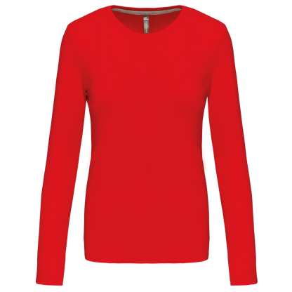 LADIES' LONG-SLEEVED CREW NECK T-SHIRT - Red - Main