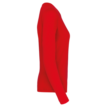 LADIES' LONG-SLEEVED CREW NECK T-SHIRT - Red - Additional