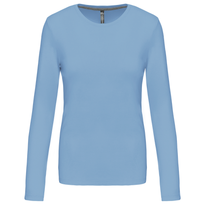 LADIES' LONG-SLEEVED CREW NECK T-SHIRT - Sky Blue - Main