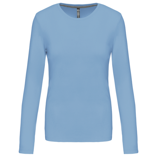 LADIES' LONG-SLEEVED CREW NECK T-SHIRT - Sky Blue - Main