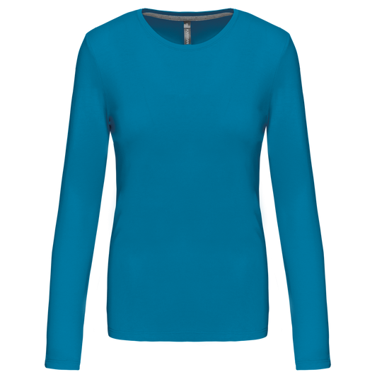 LADIES' LONG-SLEEVED CREW NECK T-SHIRT - Tropical Blue - Main