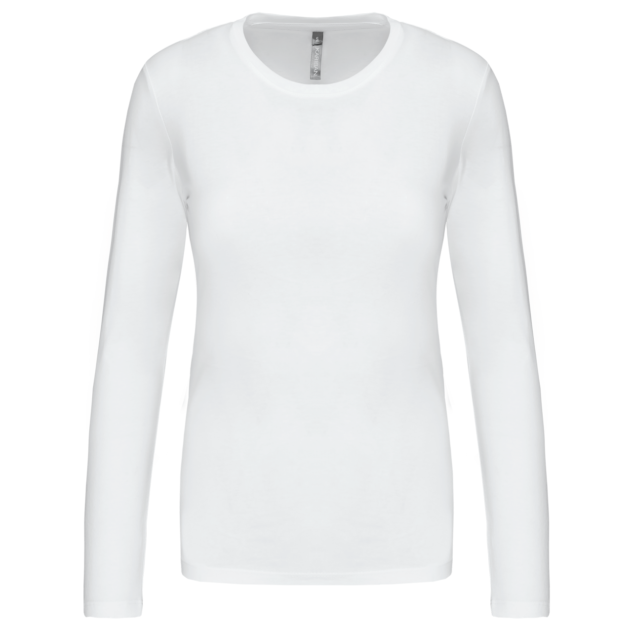 LADIES' LONG-SLEEVED CREW NECK T-SHIRT - White - Main