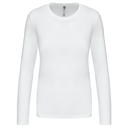 LADIES' LONG-SLEEVED CREW NECK T-SHIRT - White - Main