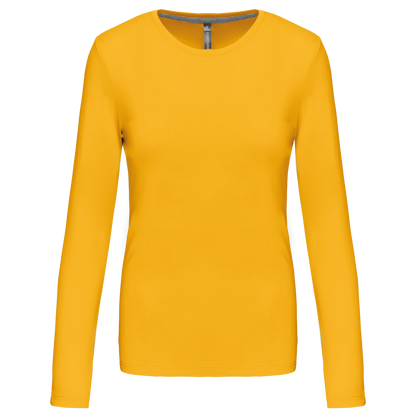 LADIES' LONG-SLEEVED CREW NECK T-SHIRT - Yellow - Main