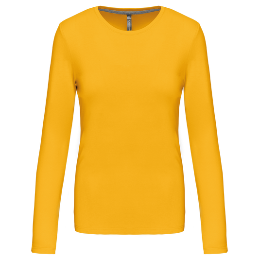 LADIES' LONG-SLEEVED CREW NECK T-SHIRT - Yellow - Main
