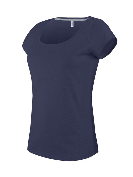 LADIES’ BOAT NECK SHORT-SLEEVED T-SHIRT - Navy - Main