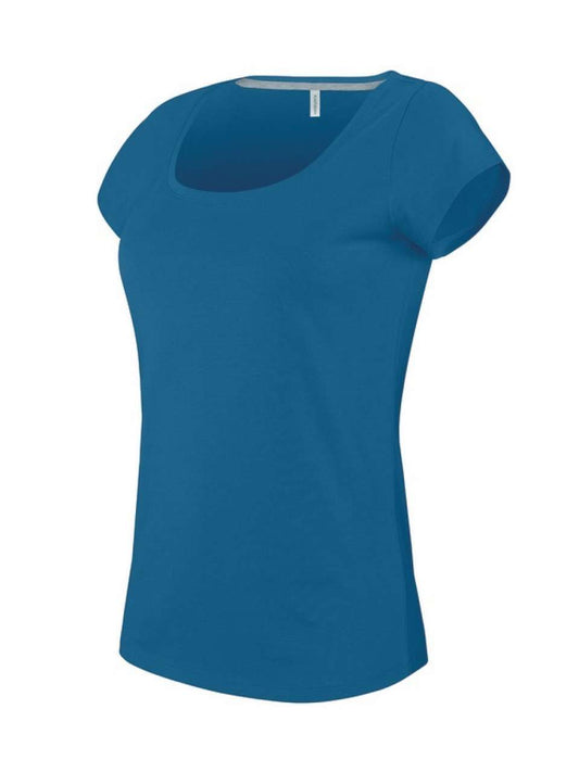 LADIES’ BOAT NECK SHORT-SLEEVED T-SHIRT - Tropical Blue - Main