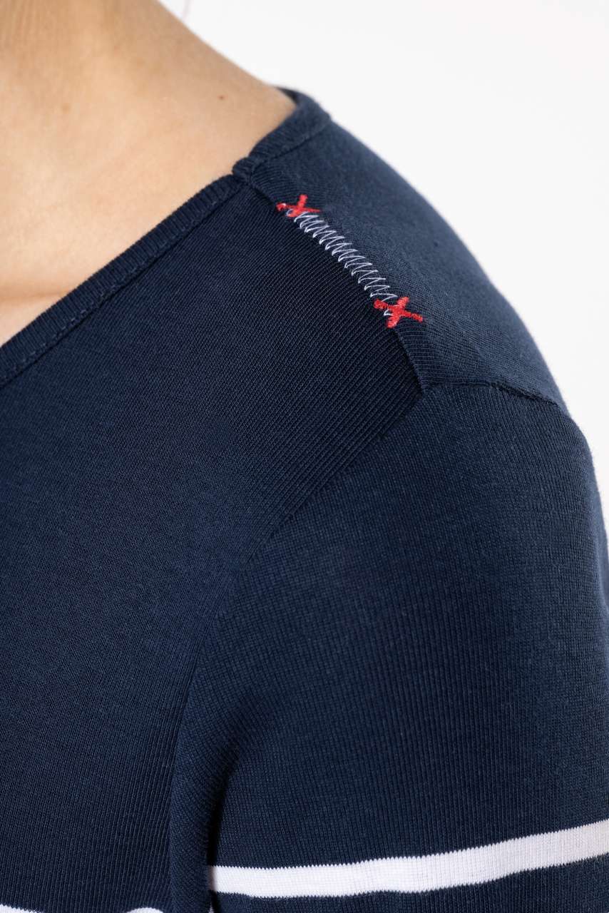 LADIES’ LONG-SLEEVED BRETON STRIPE TOP - Striped Navy/White - Additional