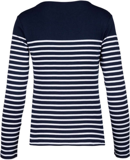 LADIES’ LONG-SLEEVED BRETON STRIPE TOP - Striped Navy/White - Additional