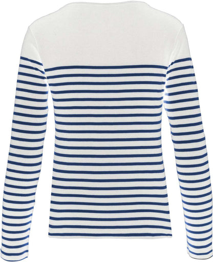 LADIES’ LONG-SLEEVED BRETON STRIPE TOP - Striped White/Navy - Additional