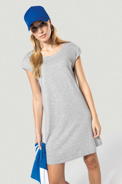 LADIES' LONG T-SHIRT - Light Grey Heather - modelimageurl