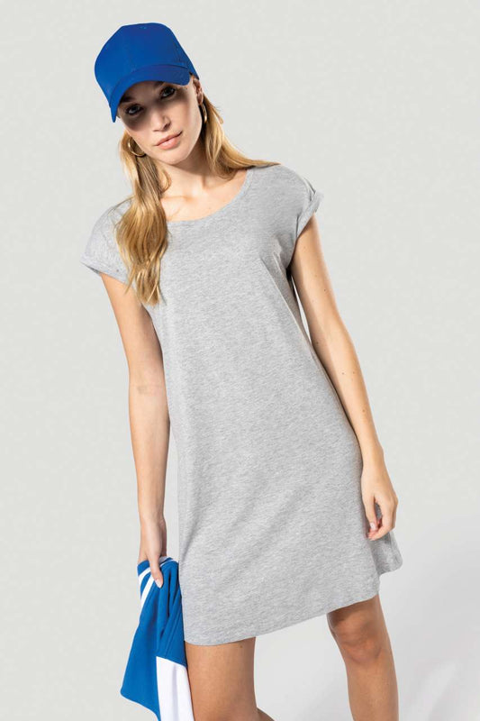 LADIES' LONG T-SHIRT - Light Grey Heather - modelimageurl